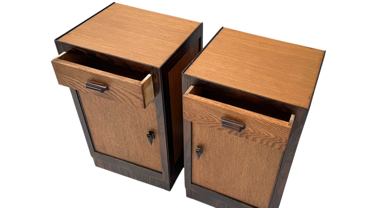 Two Art Deco Modernist Nightstands or Bedside Tables, 1920s 2